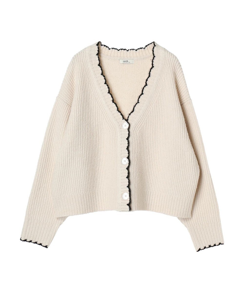 earth music&ecology スカラップニットカーディガン 