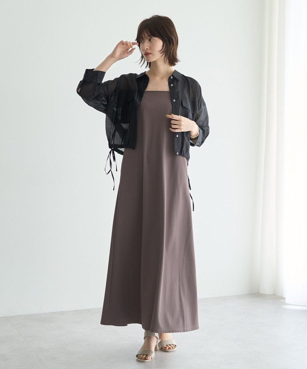 YECCA VECCA 【2点SET】シアーシャツ×Aラインキャミワンピース 