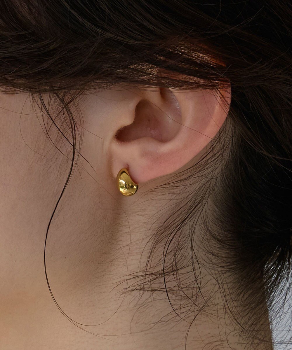 Phoebe 【金属アレルギー対応】プックリハーフフープミニピアス　ゴールド/サージカルステンレス 