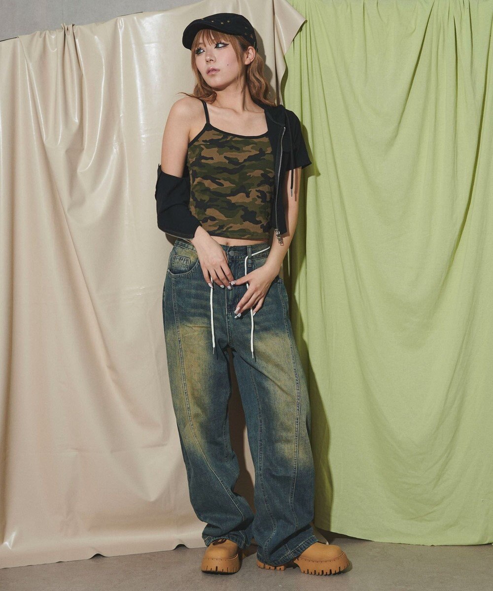 WEGO ウォッシュストリングデニム 