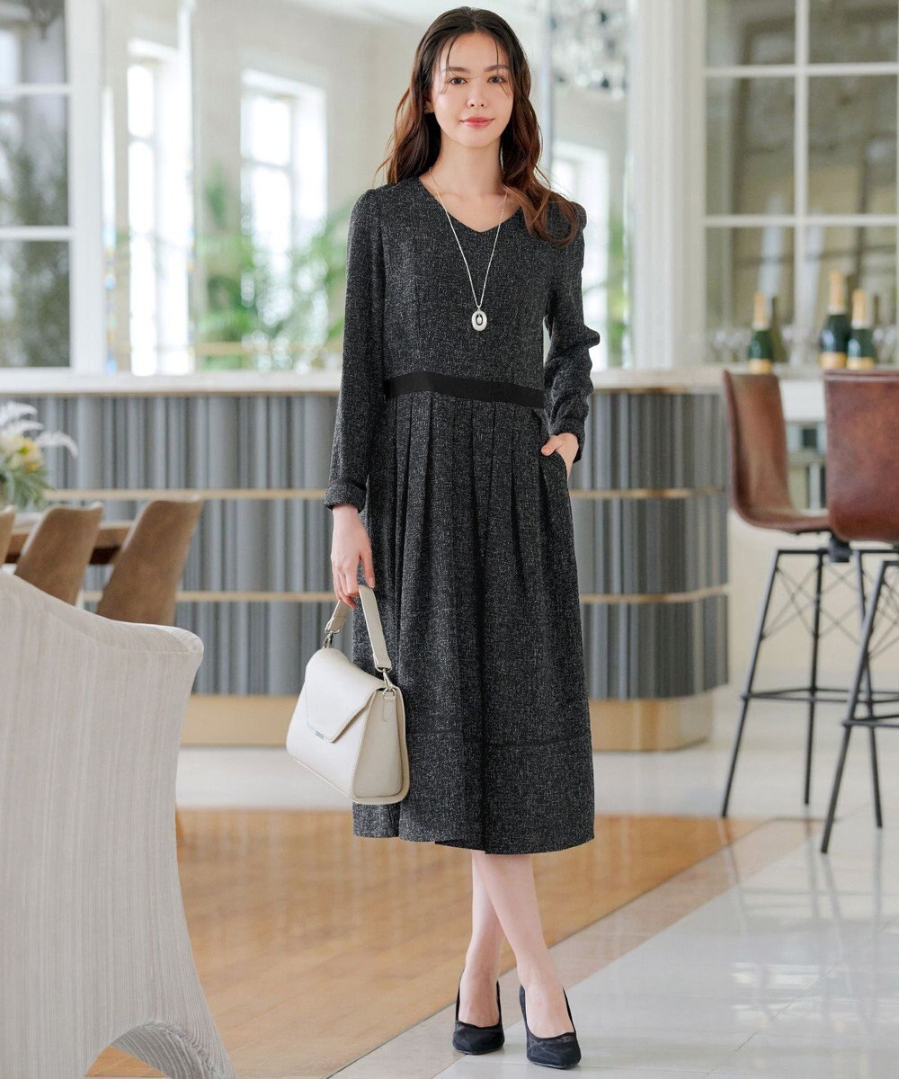 Tiaclasse 【洗える】配色パイピングフレアワンピース 