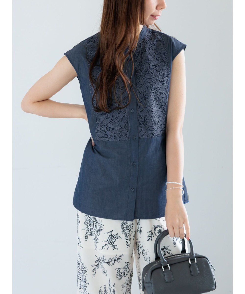 Te chichi リーフレースノースリーブチュニックシャツ 