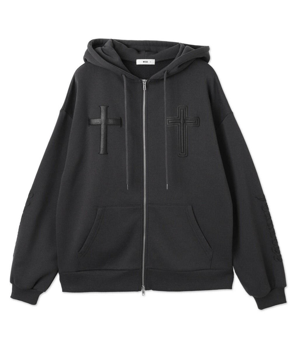 WEGO 【裏起毛/セットアップ対応】グラフィック裏起毛ZIPビッグパーカー 