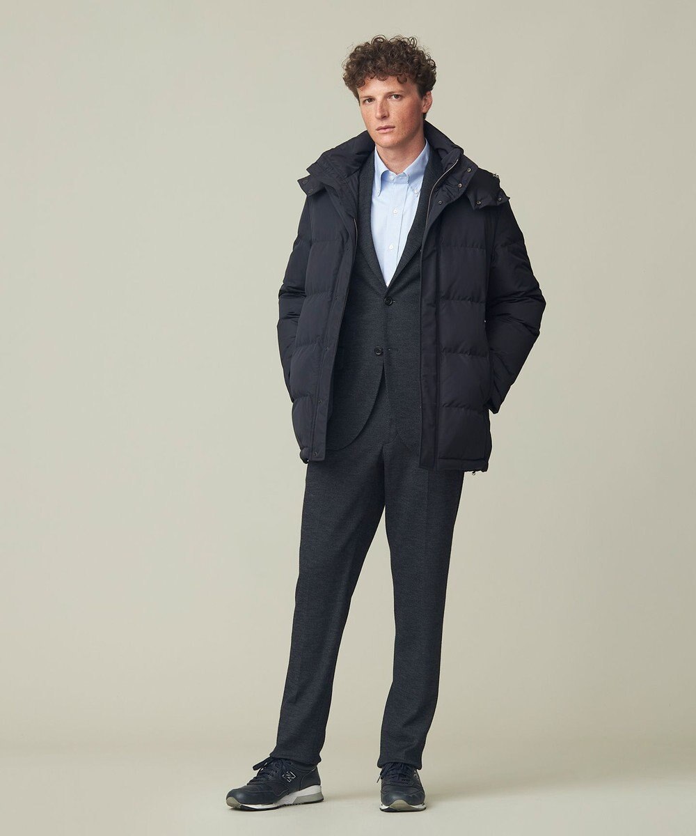 J.PRESS MEN 【ビジネス対応可】ベーシックタフタ ダウンコート / デタッチャブルフード 