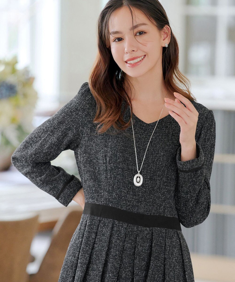 Tiaclasse 【洗える】配色パイピングフレアワンピース 