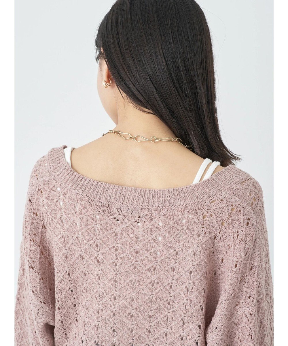 earth music&ecology 透かし編みテープヤーンカーディガン 