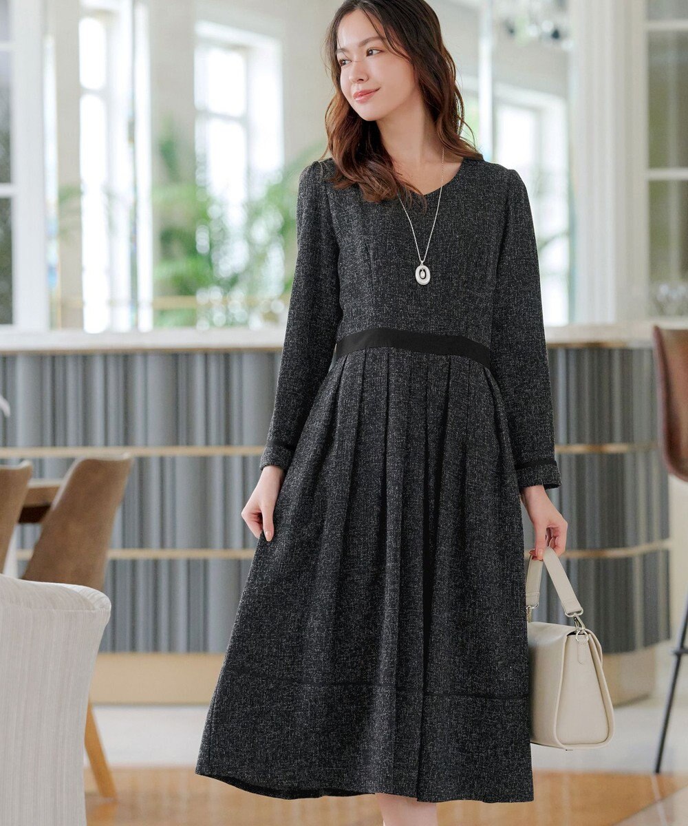 Tiaclasse 【洗える】配色パイピングフレアワンピース 