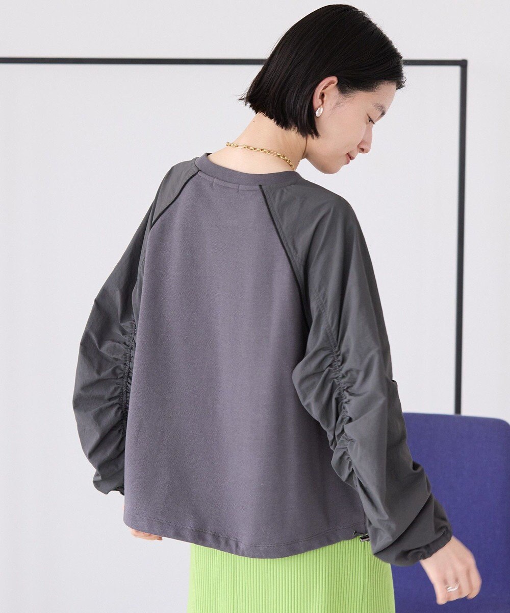 AMERICAN HOLIC 異素材ギャザースリーブミニ裏毛プルオーバ 