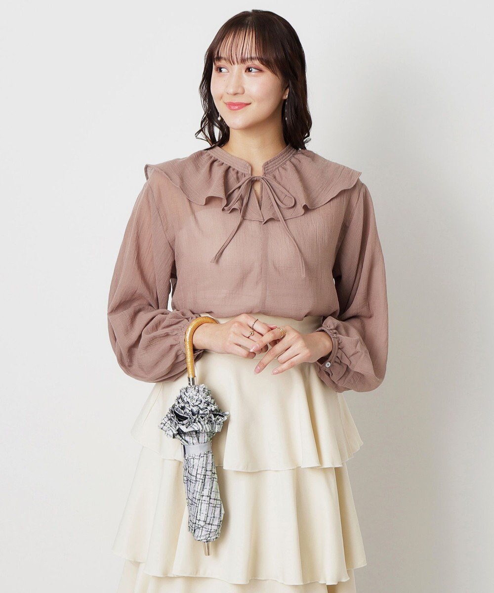 MOONBAT 【晴雨兼用日傘】LANVIN en Bleu (ランバン オン ブルー) 折りたたみ日傘 ドビーフリル 遮光 遮熱 UV 