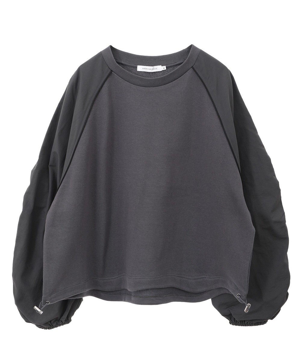 AMERICAN HOLIC 異素材ギャザースリーブミニ裏毛プルオーバ 