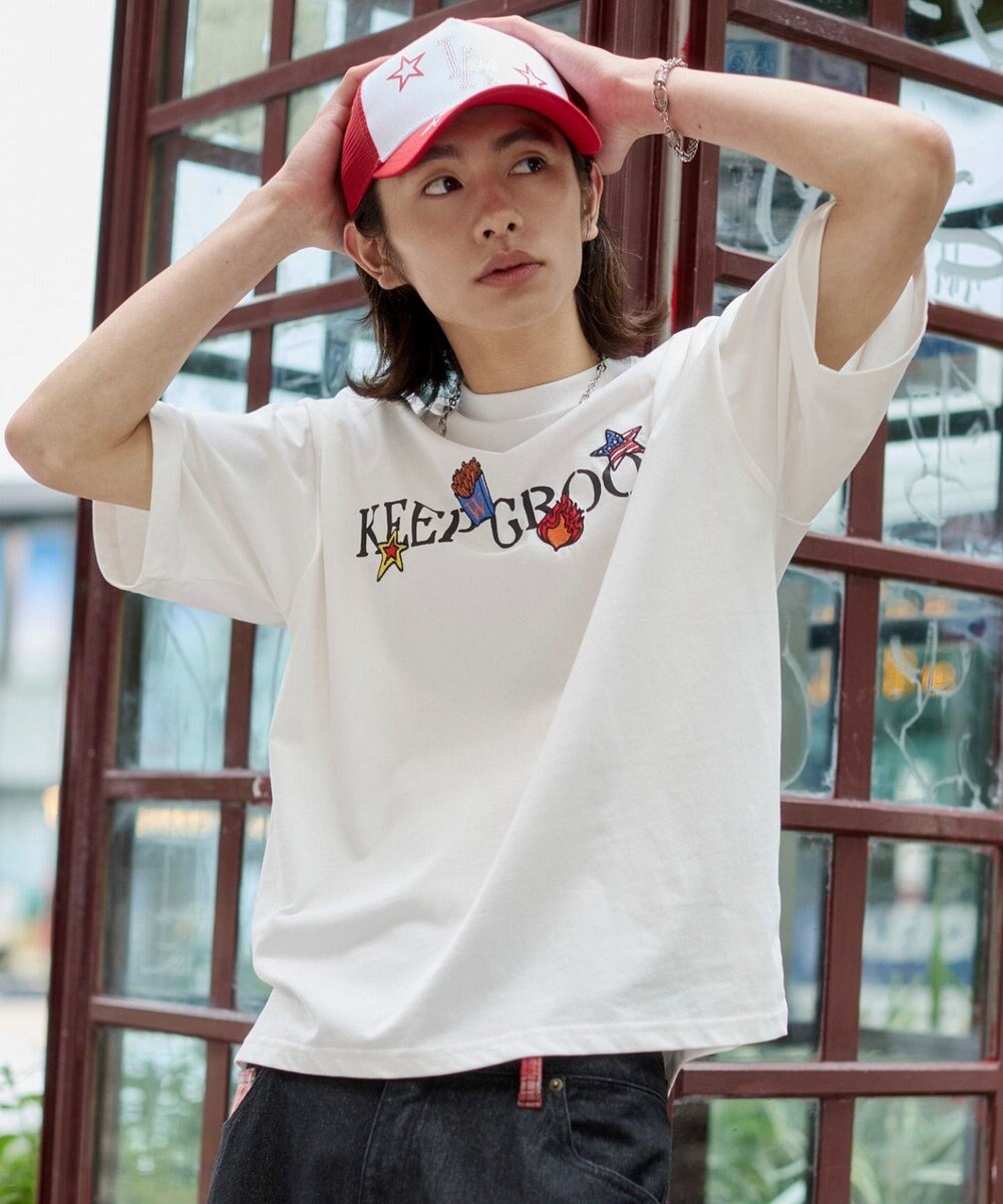 WEGO 【ユニセックス着用ITEM/機能T】接触冷感モチーフ刺繍グラフィックT（SS） 