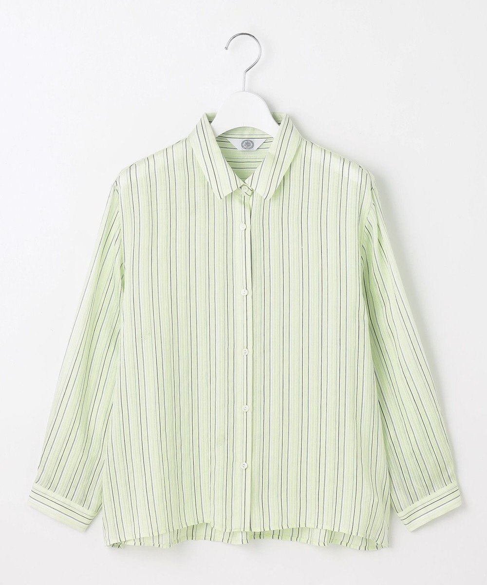 J.PRESS LADIES S 【洗える】ランダムストライプ シアー シャツカラー カットソー 