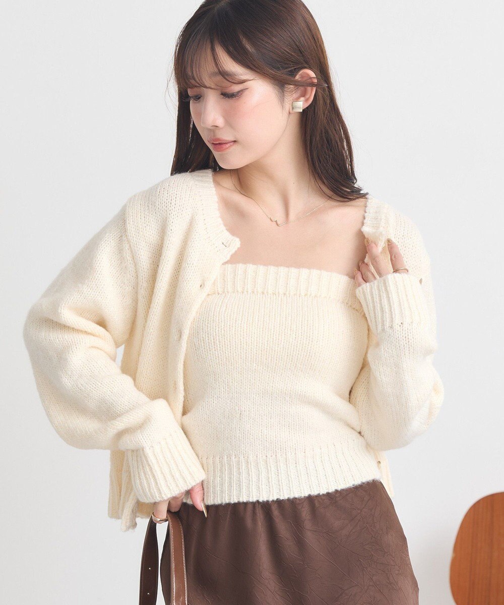 earth music&ecology 【セット2点】SET2点フラワースパンコールカーデ＋ビスチェ 