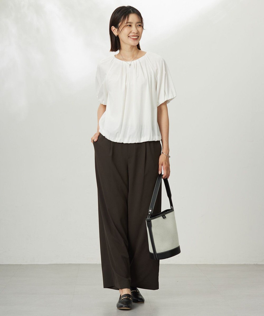 J.PRESS LADIES 【洗える・接触冷感・吸水速乾】Lightジョーゼット ワイド パンツ 