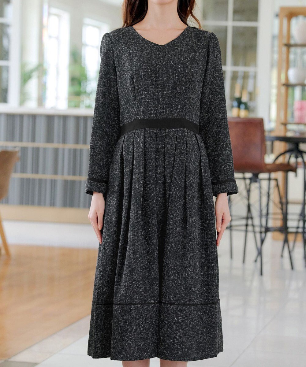 Tiaclasse 【洗える】配色パイピングフレアワンピース 