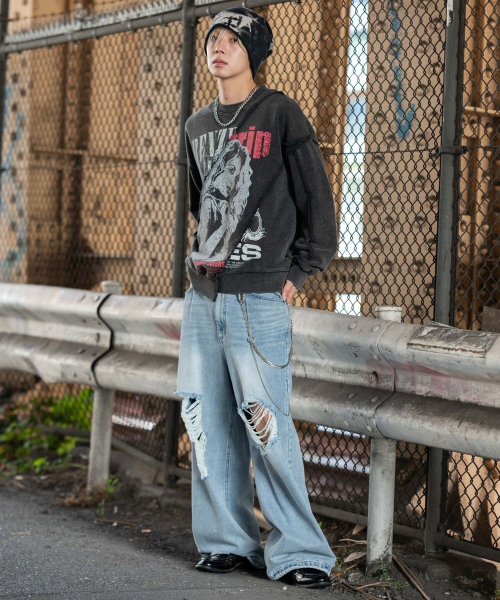 WEGO 【ユニセックス着用ITEM】ヴィンテージグラフィックドッキングプルオーバー 