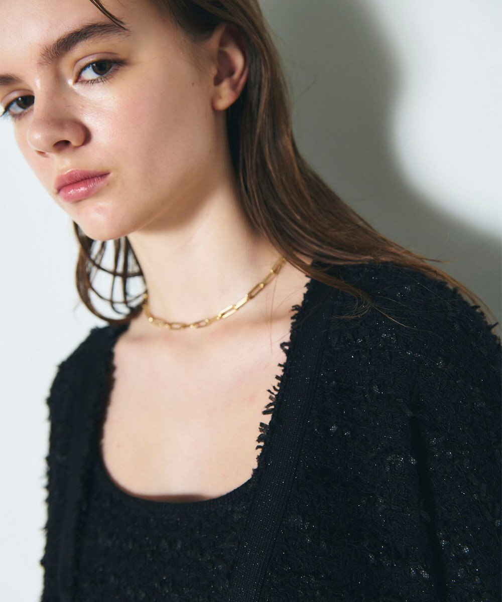 GRACE CONTINENTAL ラメツイードニットカーディガン 