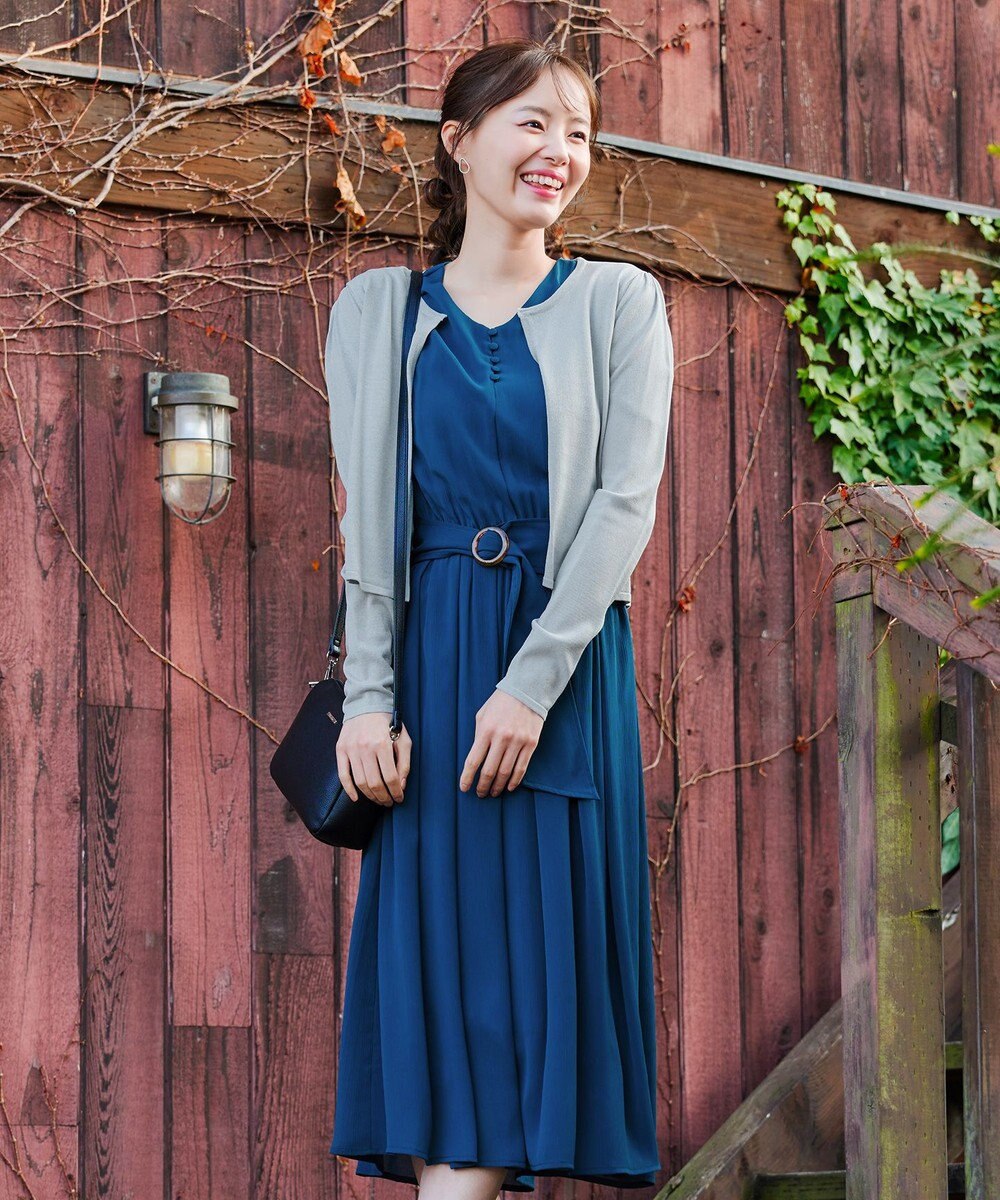 Tiaclasse 【洗える】長袖サマーニットカーディガン 