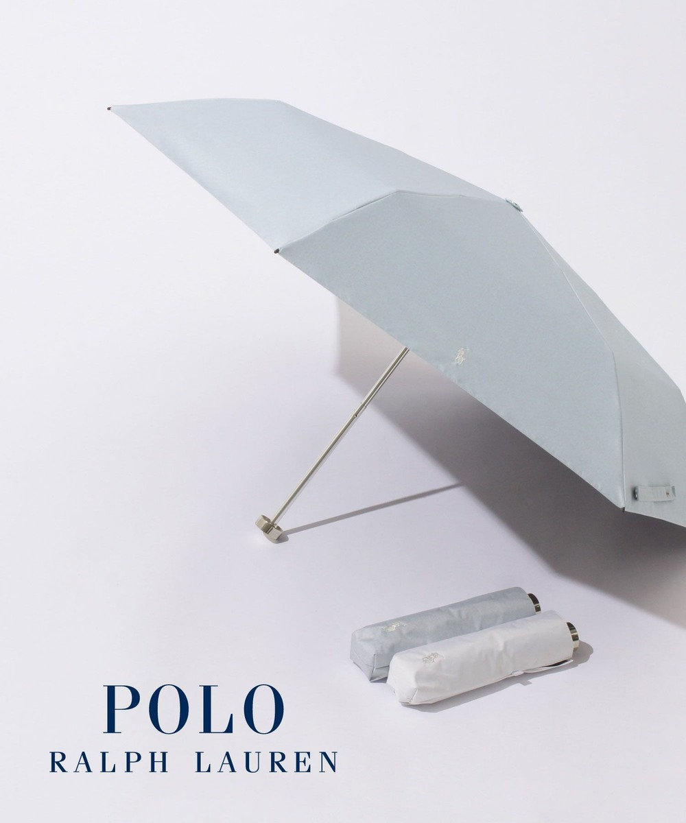 MOONBAT 【WEB限定/ 遮光率100％/遮熱/UV】POLO RALPH LAUREN（ポロ ラルフローレン）晴雨兼用日傘 ワンポイント ポロポニー シャンブレー 無地 折りたたみ傘 