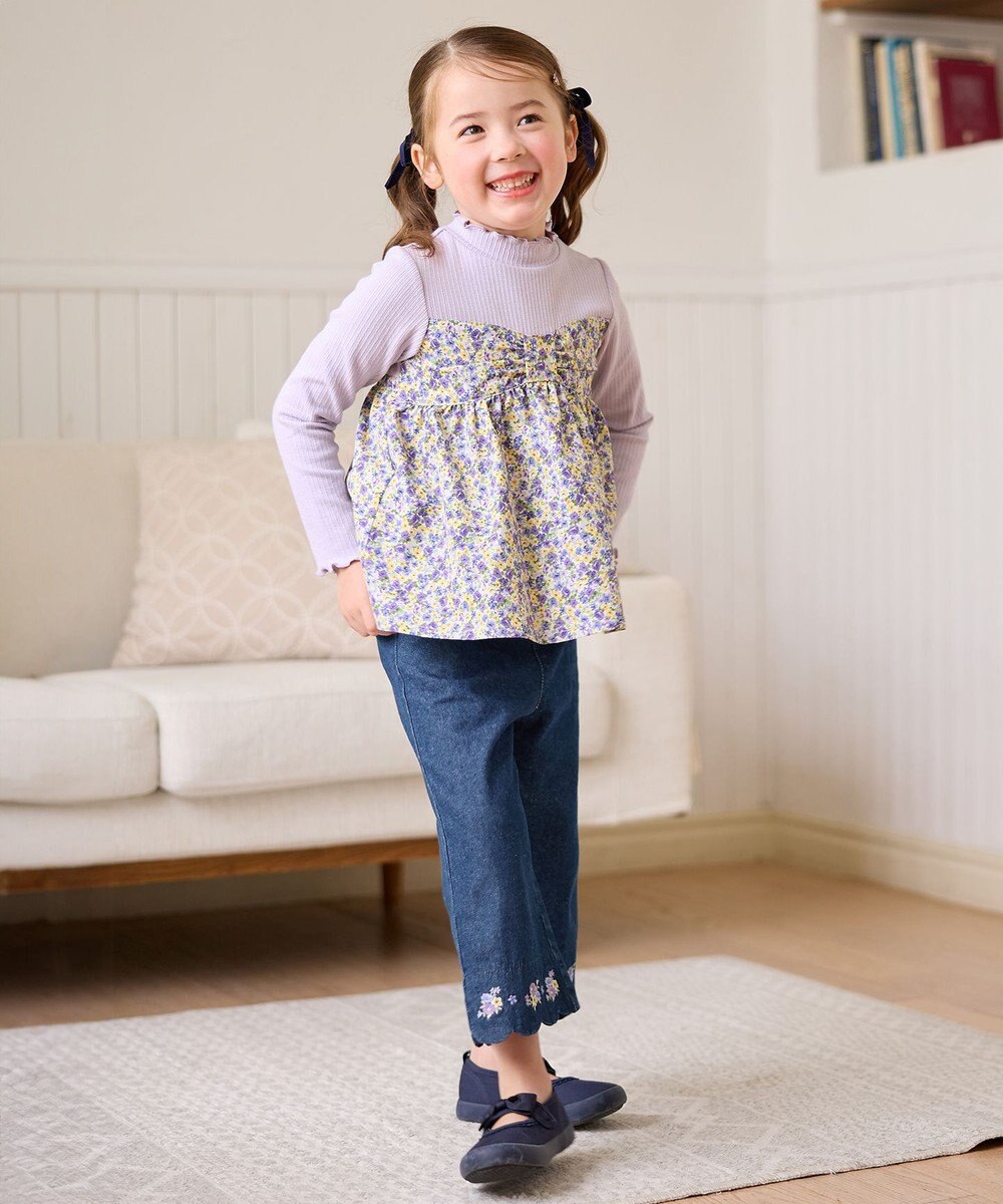 ANY KIDS ドッキング花柄カットソー 