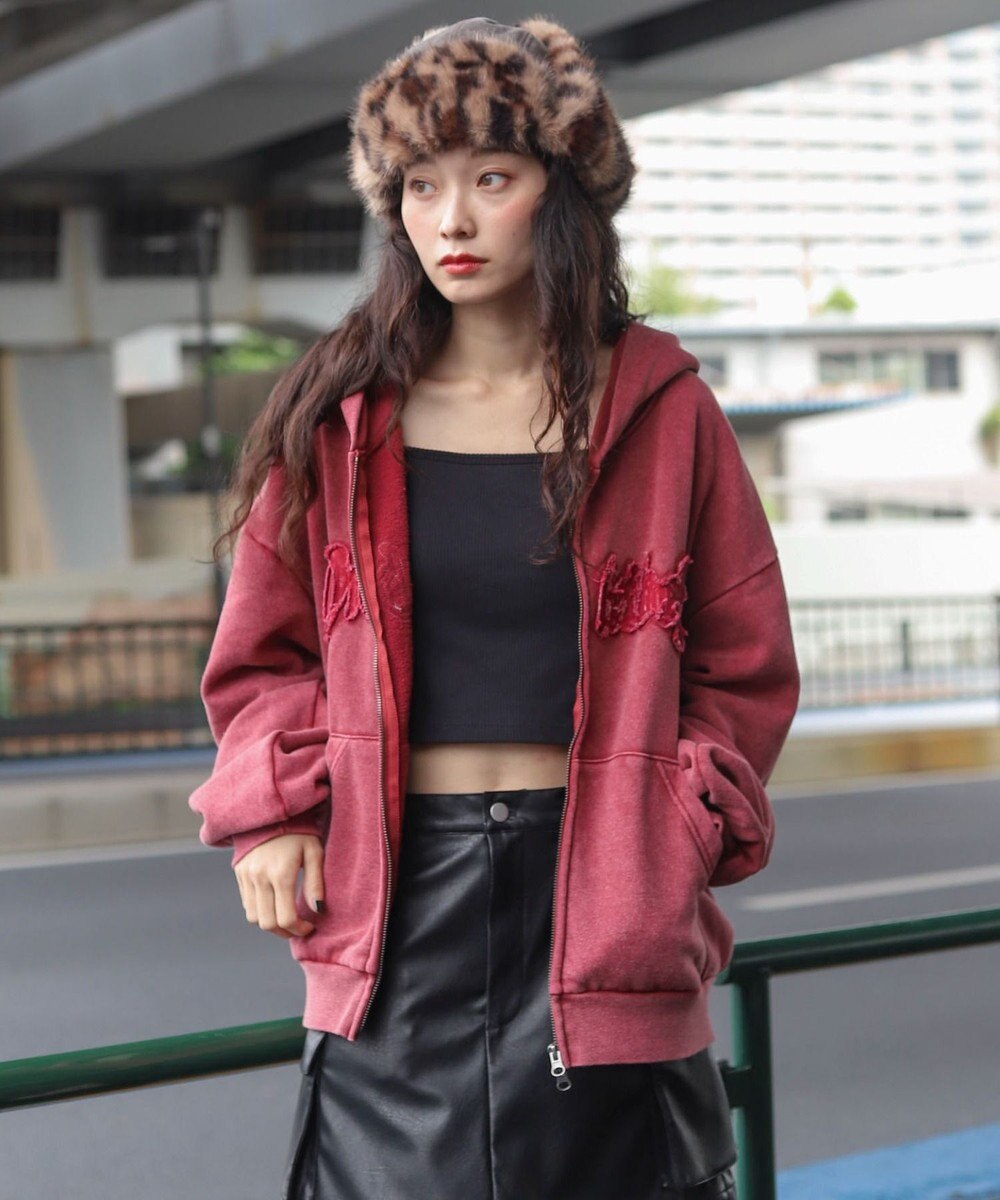 WEGO 【ユニセックス着用ITEM/MLサイズ展開】ショートグラフィックZIPパーカー 