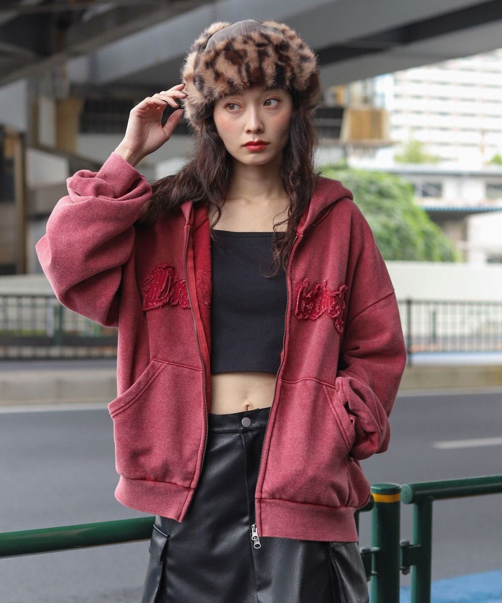 WEGO 【ユニセックス着用ITEM/MLサイズ展開】ショートグラフィックZIPパーカー 