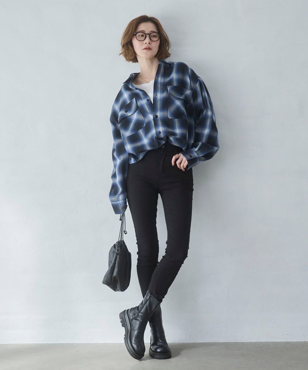 WEGO 【ユニセックス着用ITEM/SMLサイズ展開】オンブレチェックシャツ（LS） 