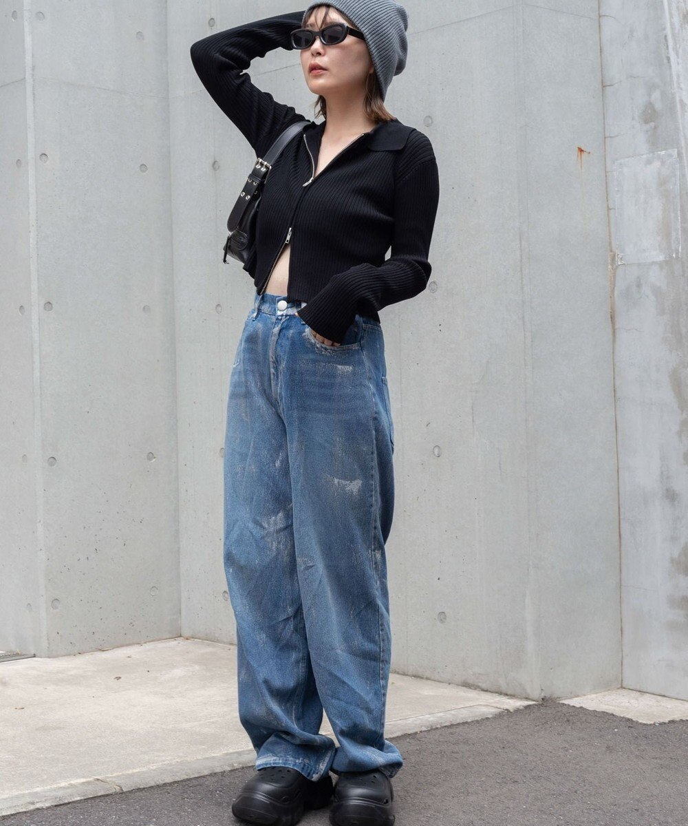 WEGO Wジップコンパクトニットカーデ 