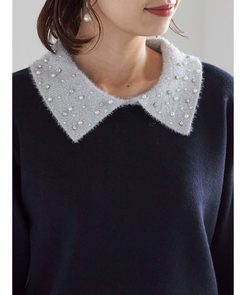 Te chichi ラメフェザーデコラカラーニット 