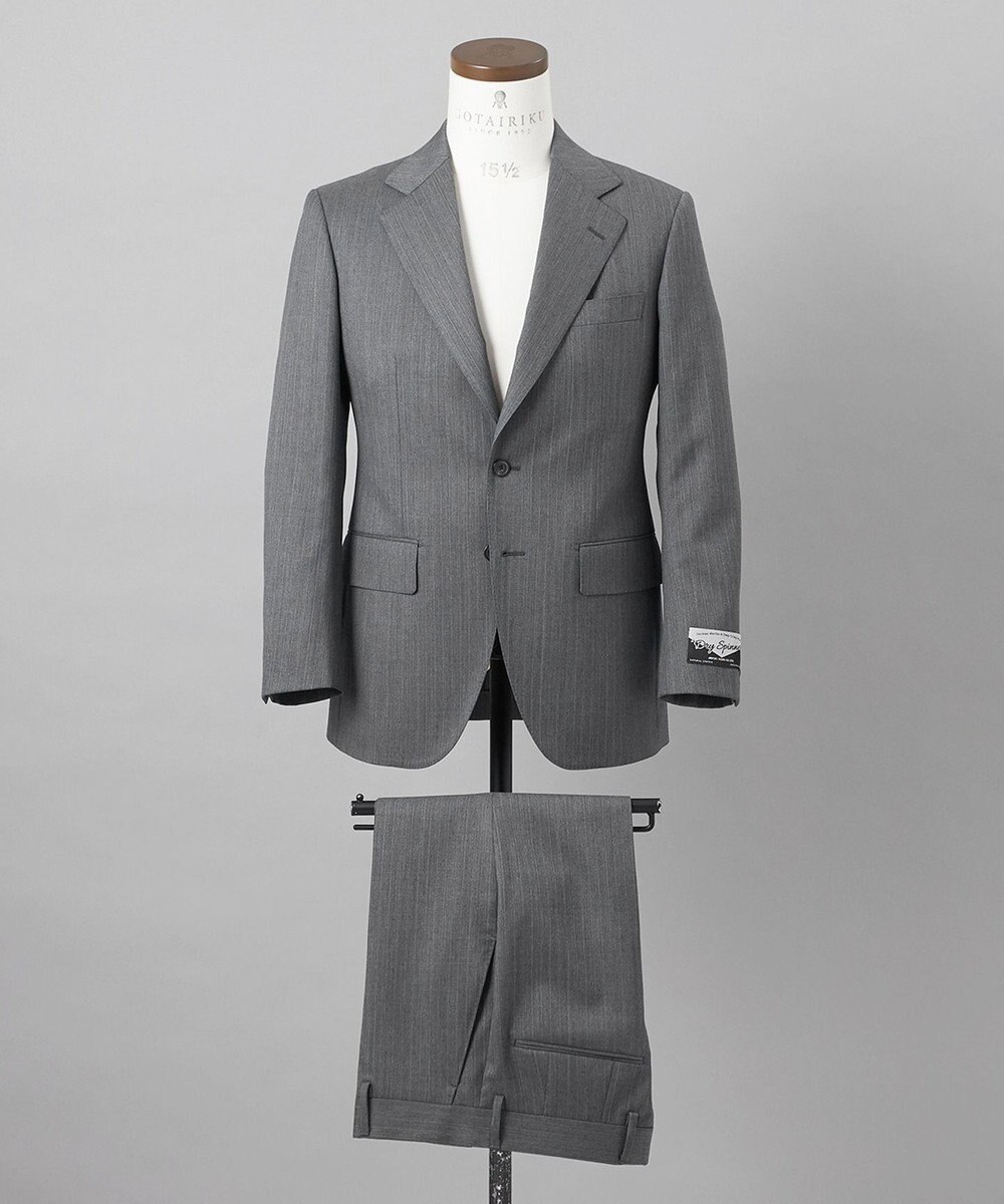 GOTAIRIKU 【御幸毛織】ドライスピナーツイルストレッチスーツ_グレーストライプ 