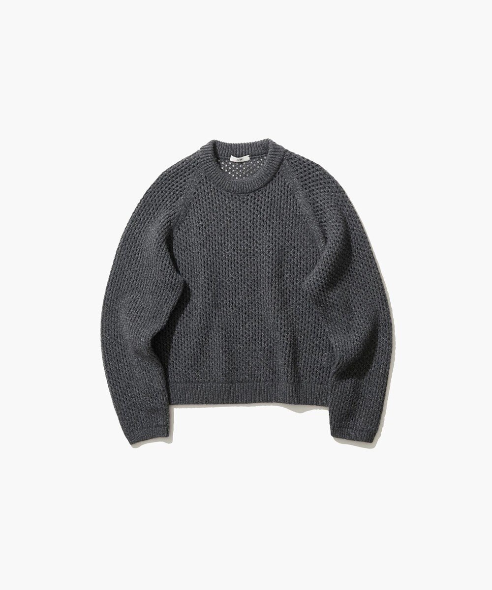 ATON WOOL CASHMERE ALPACA | メッシュクルーネックセーター 