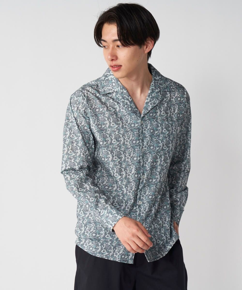 OP／FILA 【Ocean Pacific】プリント長袖オープンネックシャツ 