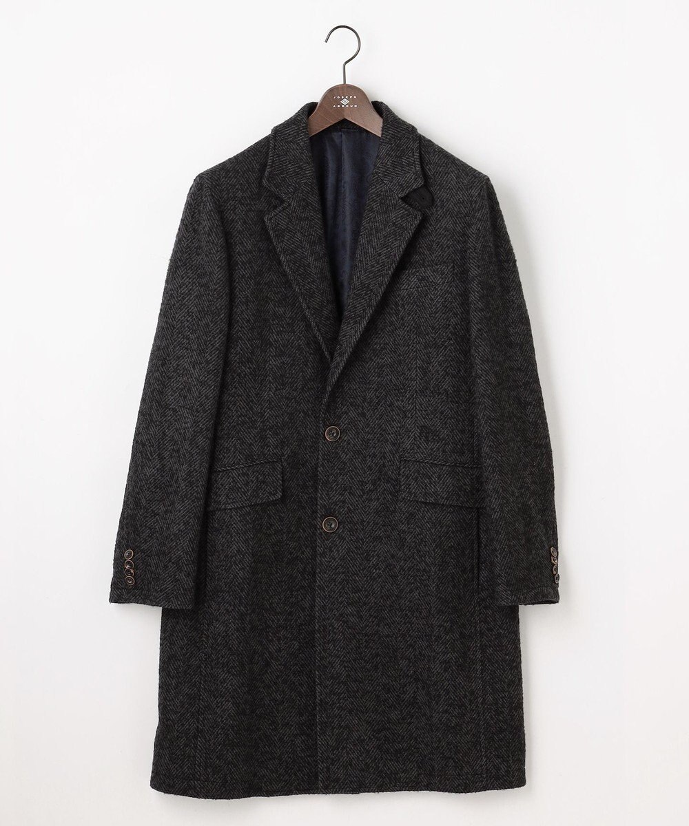 JOSEPH ABBOUD 【キングサイズ・尾州産カシミヤブレンド×アルパカ混素材】カシミヤブレンドアルパカヘリンボン チェスターコート 