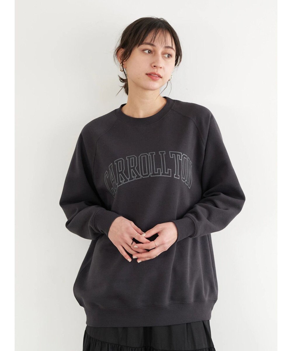 earth music&ecology グラフィックスウェットチュニック Charcoal Gray