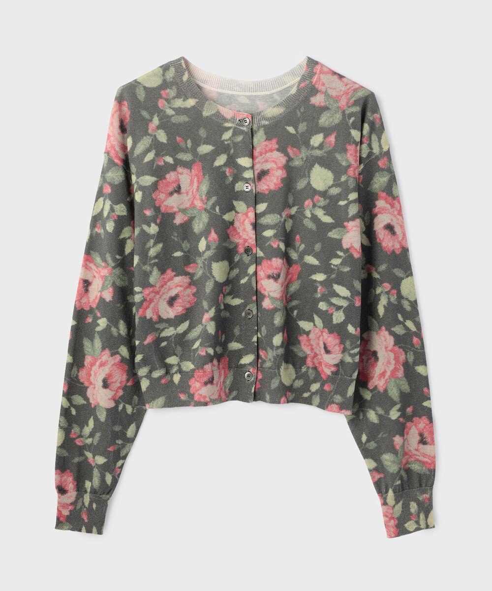 GRACE CONTINENTAL ローズプリントニットカーディガン 