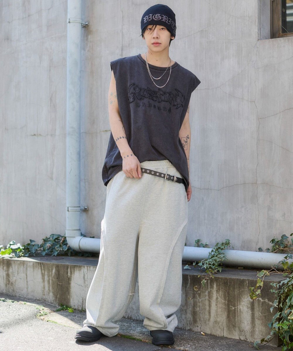 WEGO 【ユニセックス着用ITEM】ブリーチダメージアップリケノースリーブ 