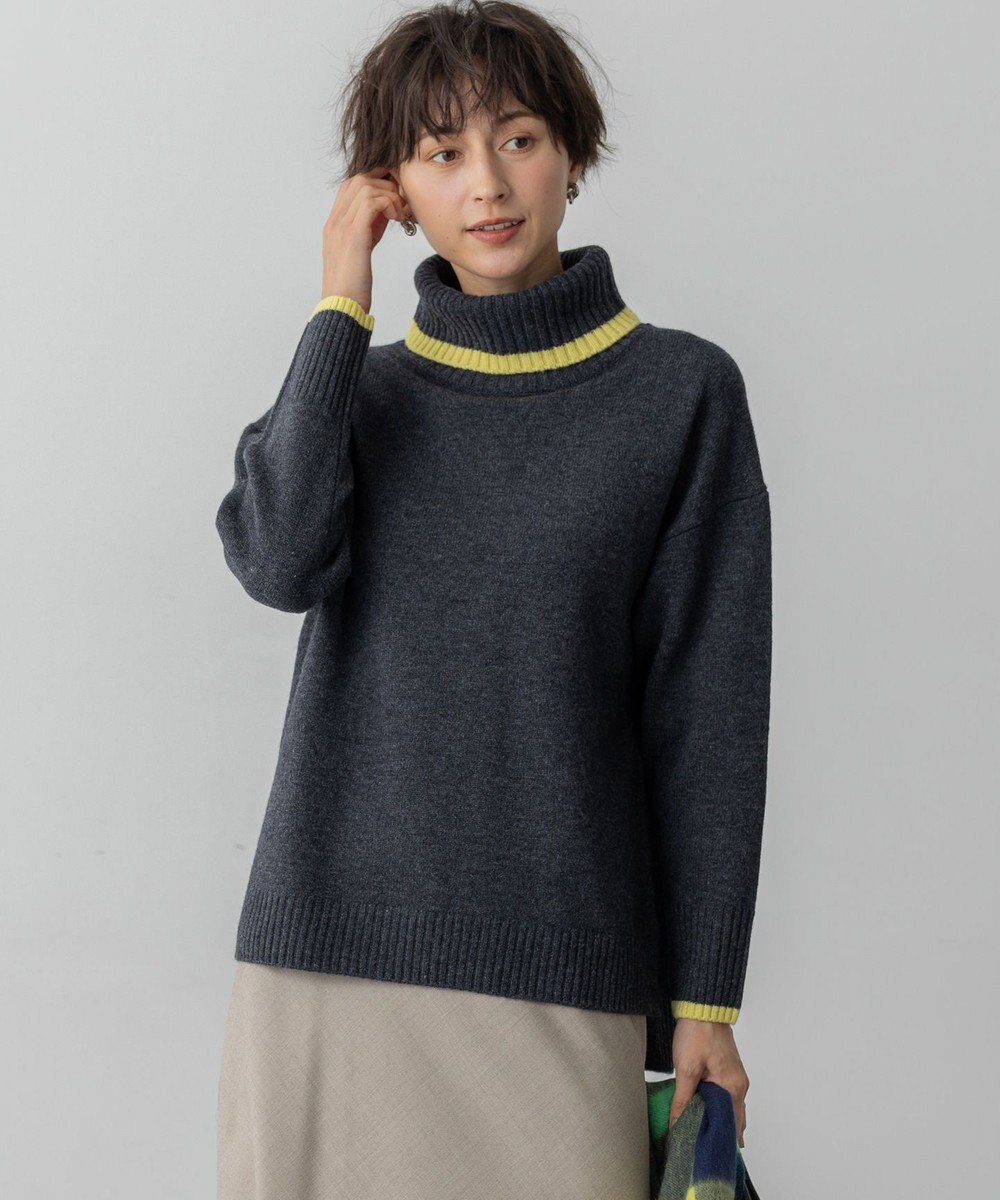 23区 S 【洗える】ウールカシミヤ コンビカラー オフタートル ニット 