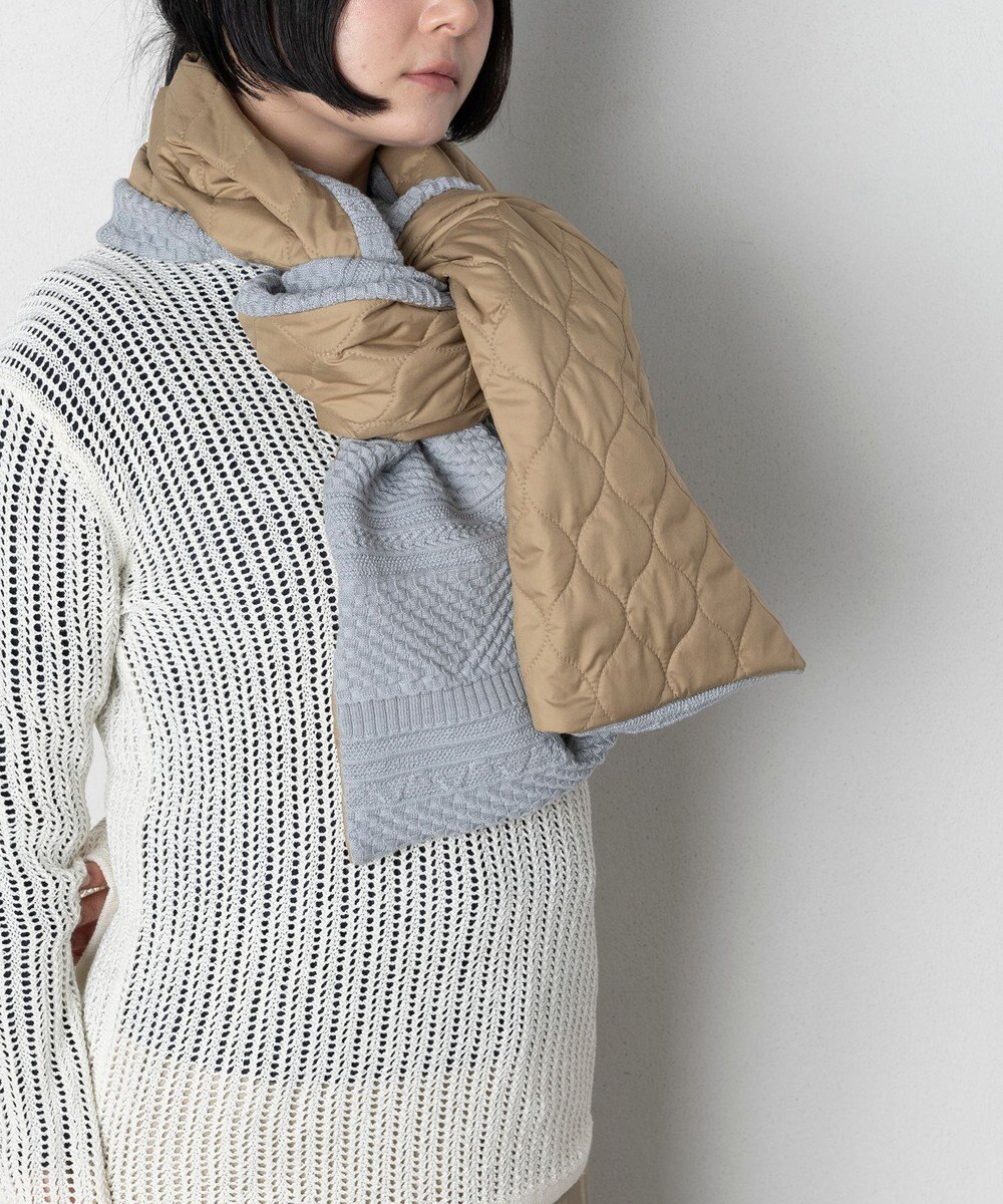 TRICOTE 【ダウン素材とニットの切り替え2WAY】デコボコ切り替えマフラー 