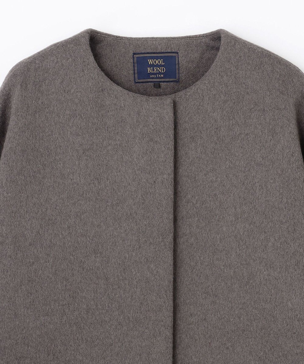 ANY 【防風裏地】ウールブレンドノーカラーコート 