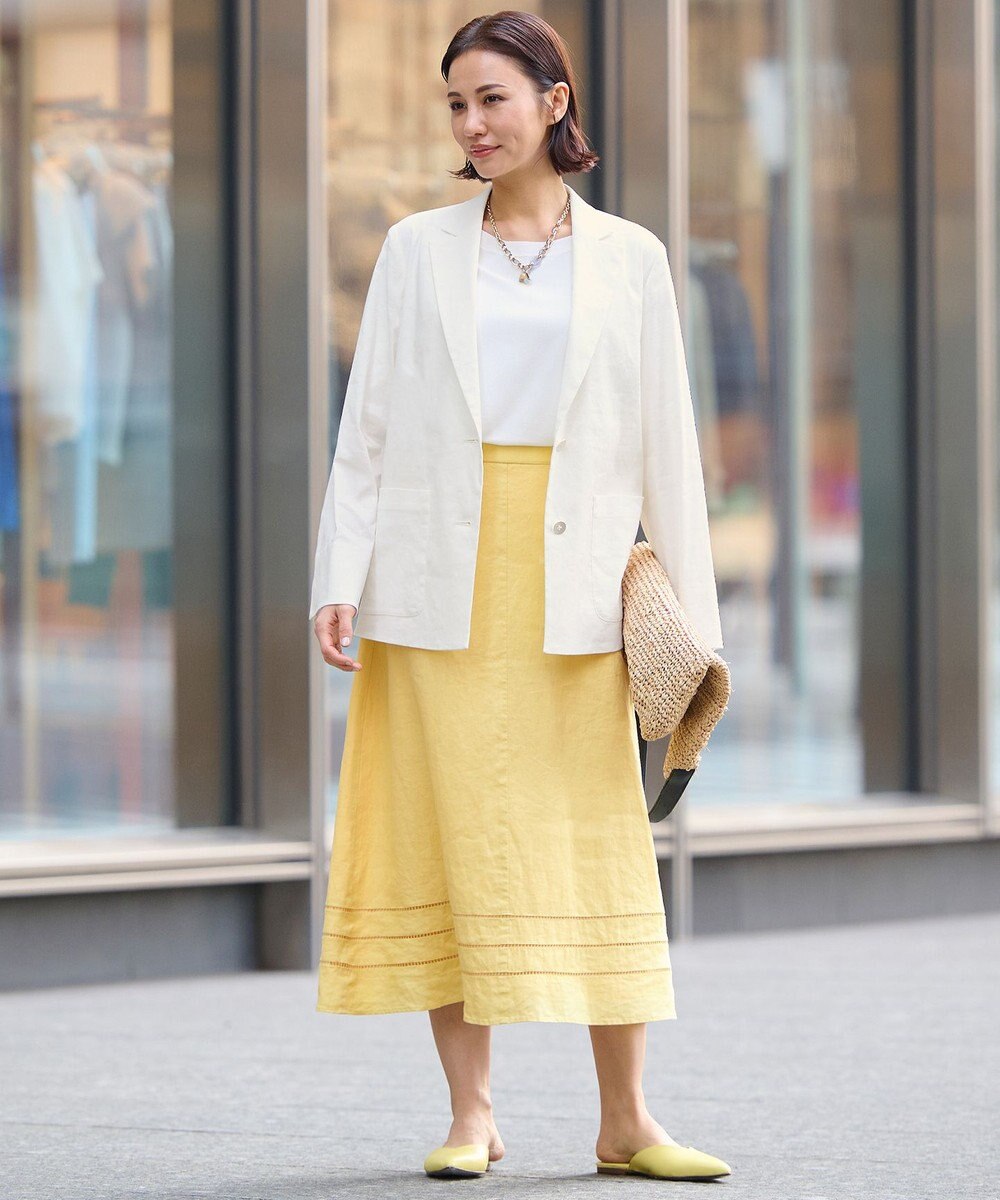 自由区 【洗える】テンセルリネンストレッチ テーラードジャケット 