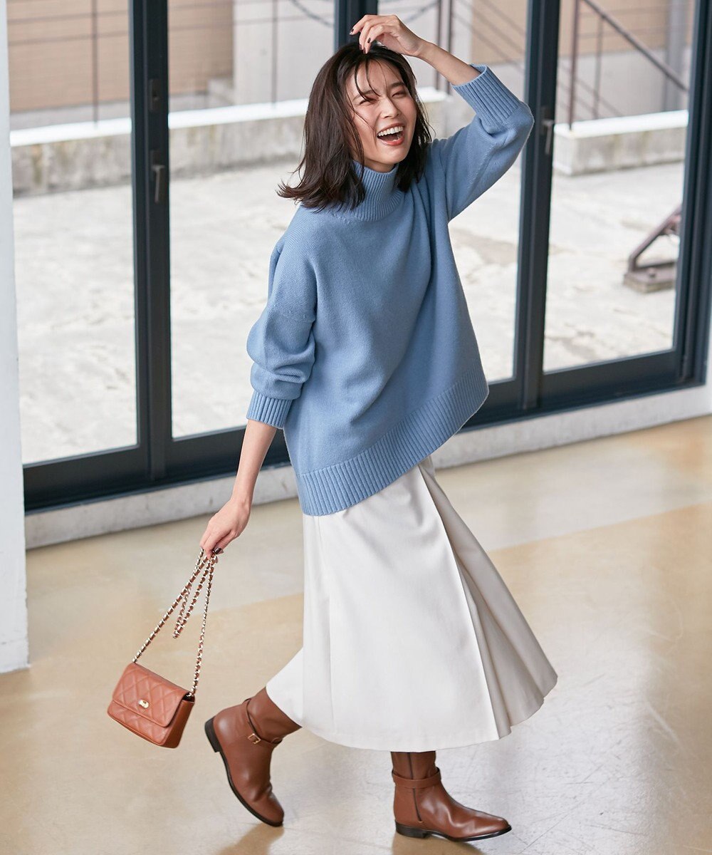 23区 ウールミルドストレッチフロントタック Aラインスカート 