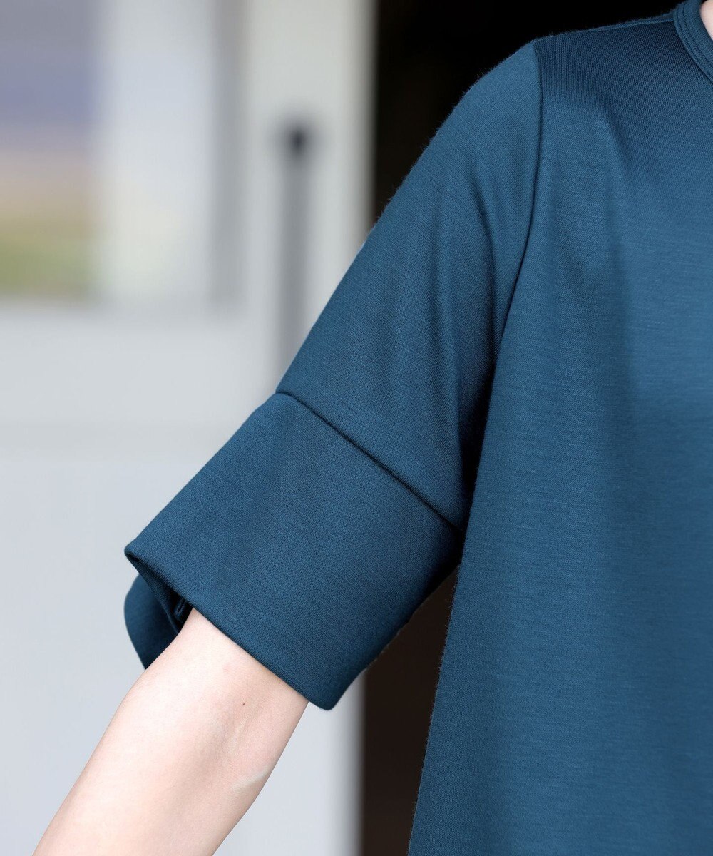 Tiaclasse 【洗える】フレアカフスポンチチュニックブラウス 