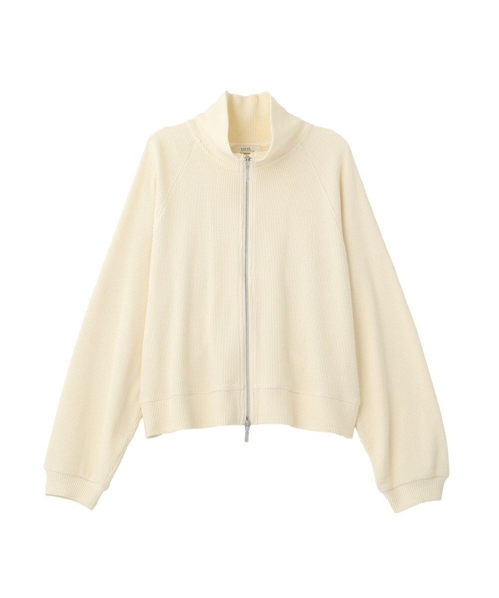 earth music&ecology 【予約】【綿100％】ダブルジップワッフルカーディガン 