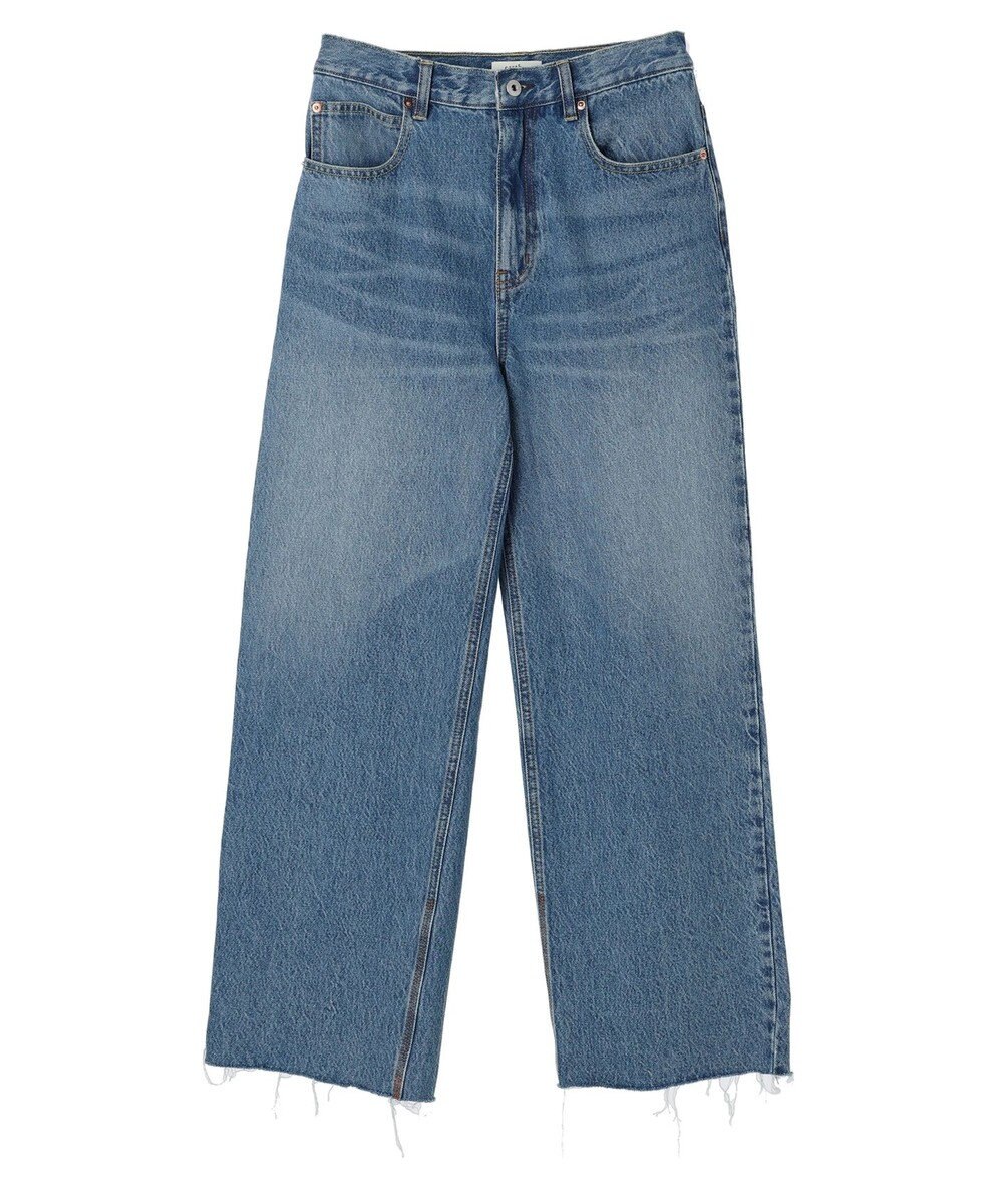 earth music&ecology ウ゛ィンテージ加工セルフカットワイドデニム 
