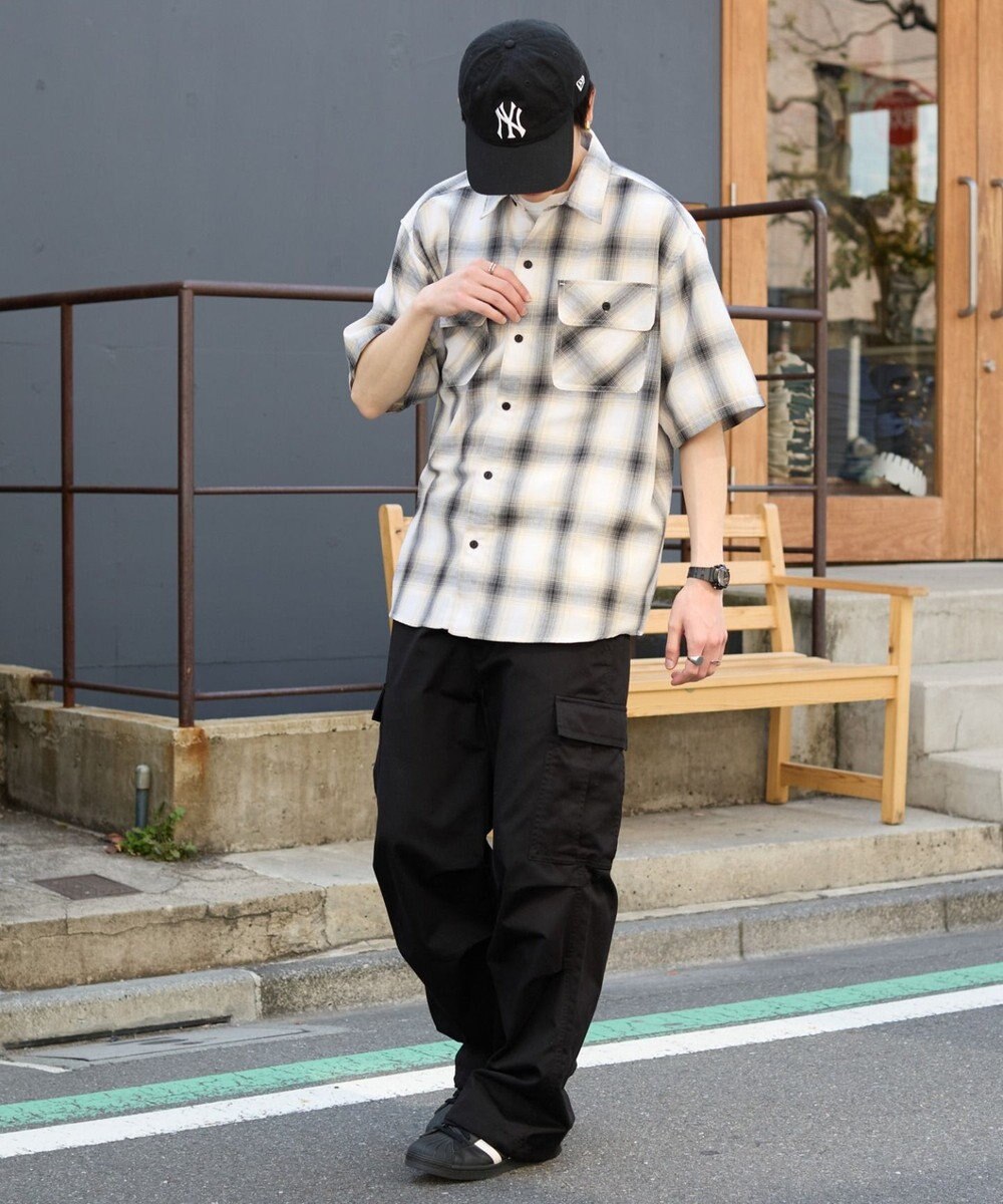 WEGO 【ユニセックス着用ITEM/SMLサイズ展開】オンブレチェックシャツ（SS） 