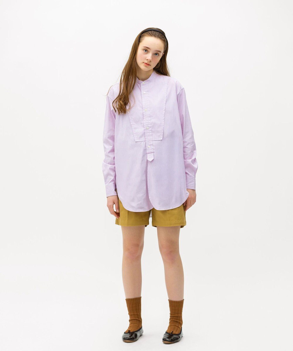 LENO  CANDY STRIPE BAND COLLAR  SHIRTS / ストライプバンドカラーシャツ 