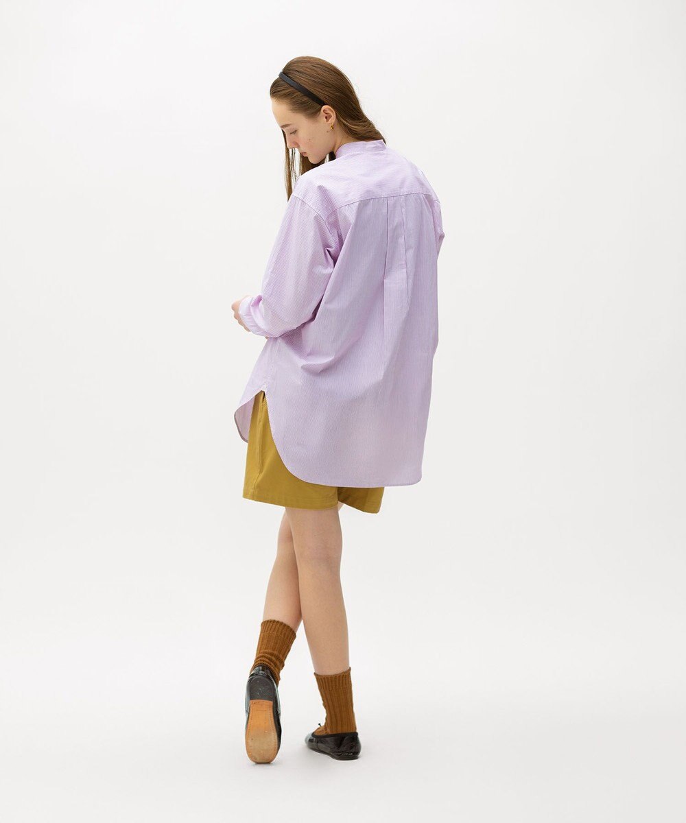 LENO  CANDY STRIPE BAND COLLAR  SHIRTS / ストライプバンドカラーシャツ 