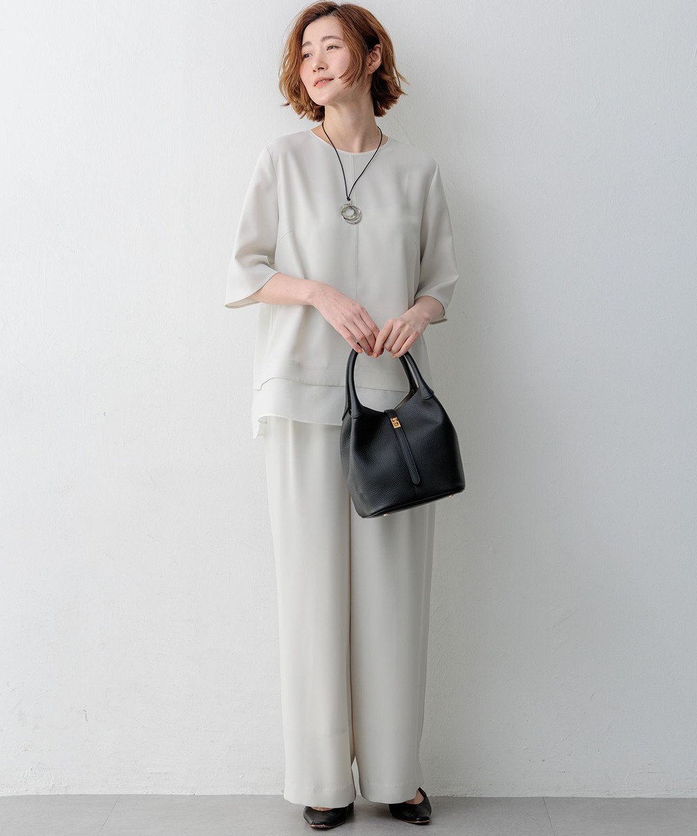 23区 S 【吸水速乾/UVカット/接触冷感】ストレッチジョーゼット シアーコンビ カットソー 