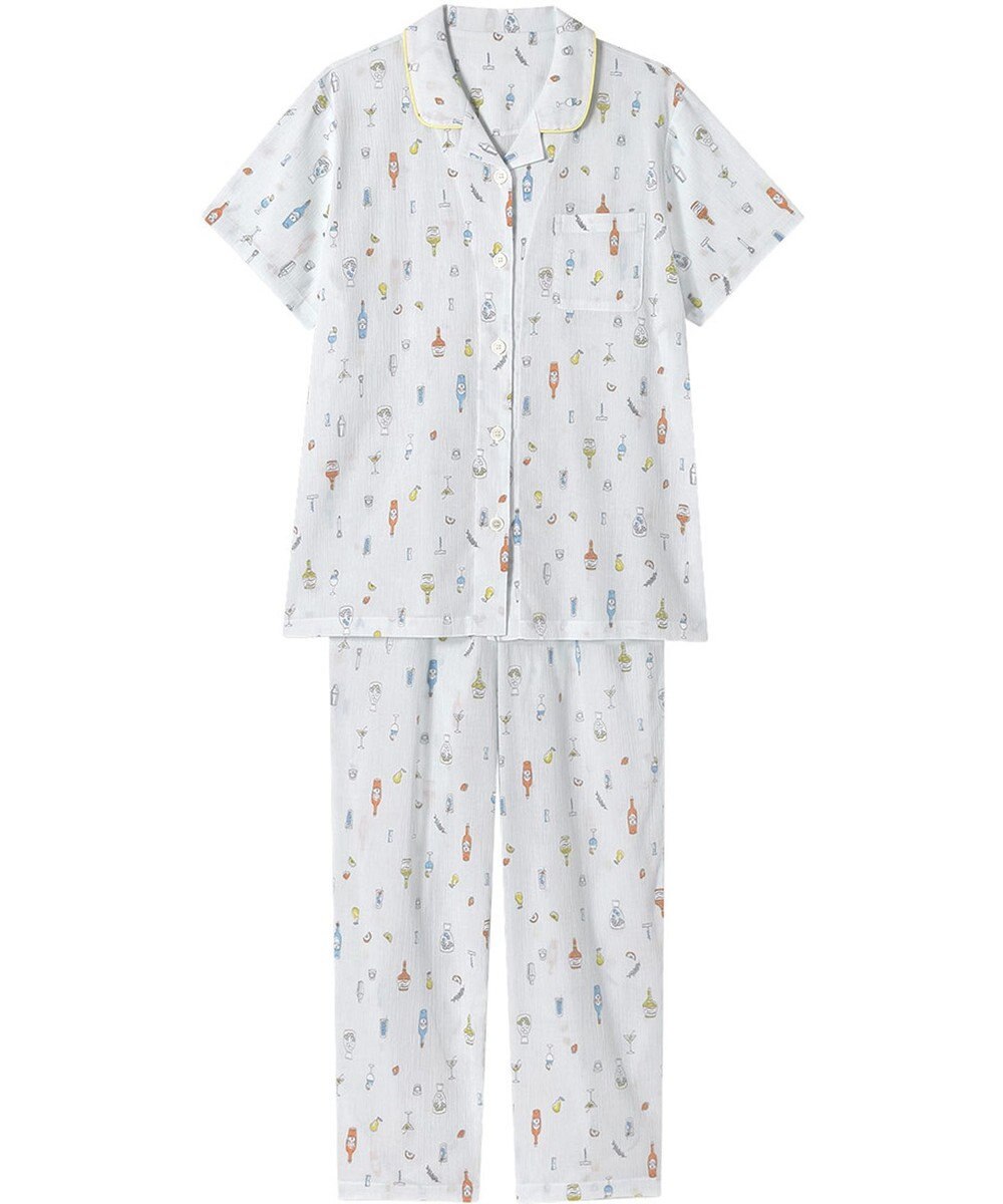 Wing パジャマ 綿100%(本体) 楊柳素材 高島ちぢみ（R） 3Lまで対応 大きいサイズ 5分袖 半袖 長ズボン レディース EP8047 ウイング／ワコール 