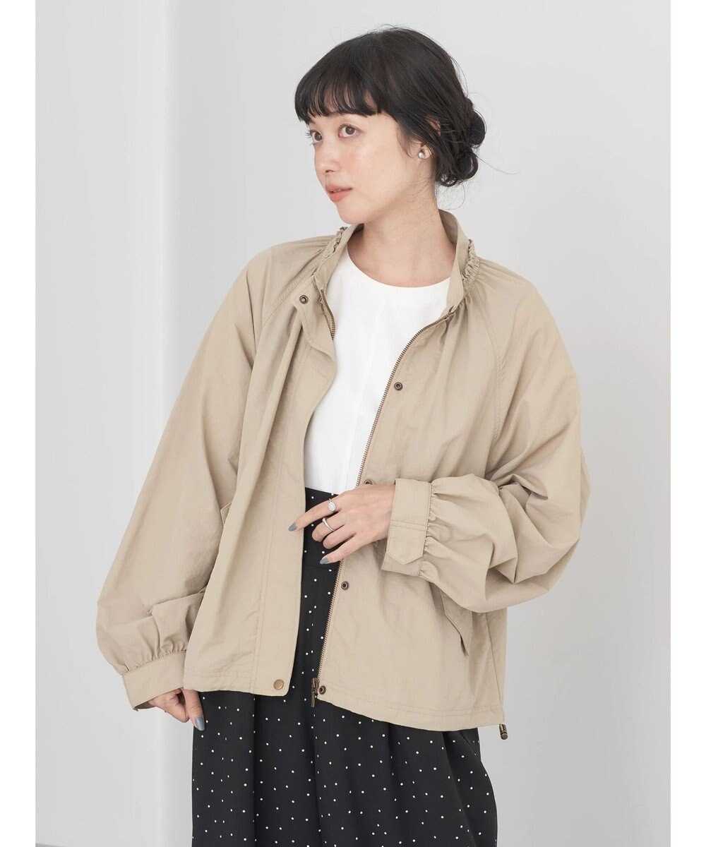 earth music&ecology スタンドフリルミリタリーブルゾン 